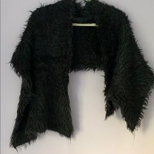Fuzzy black scarf or wrap